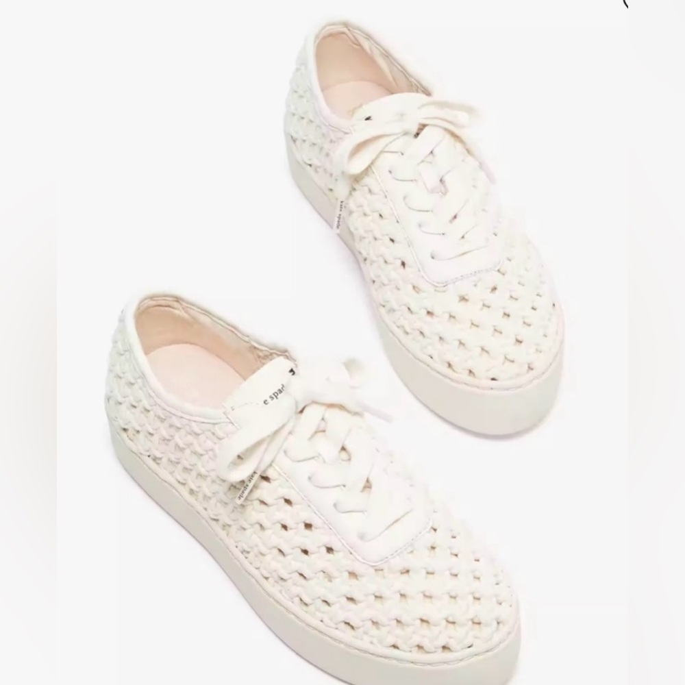 Kate Spade‎ Serve Crochet Sneakers Ivory Size 9.5 - NEW - Fast Shipping 💯 - Picture 7 of 9